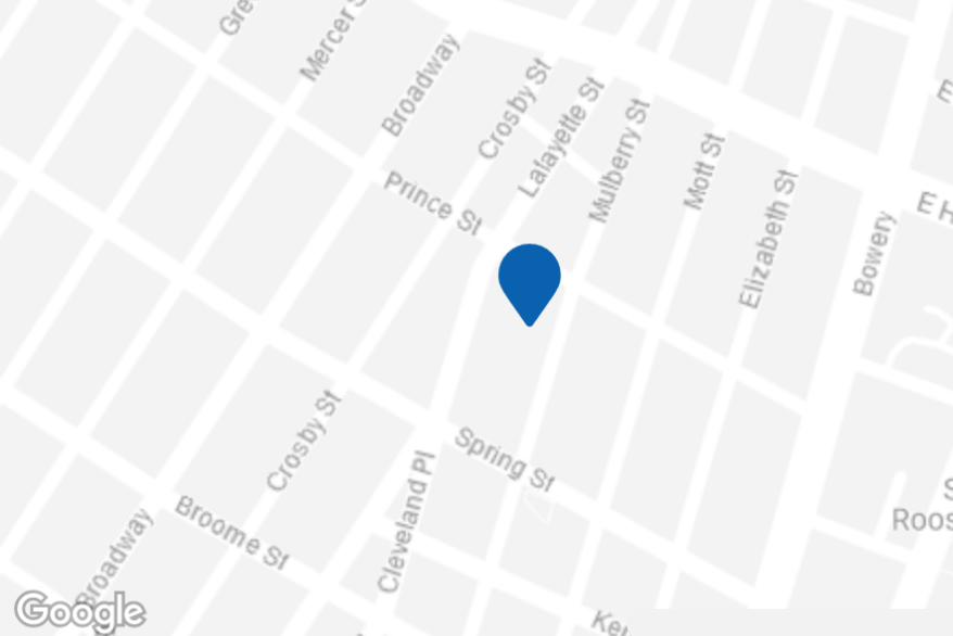 Map view of a commercial real estate listing located at 271 Lafayette Street in New York City.