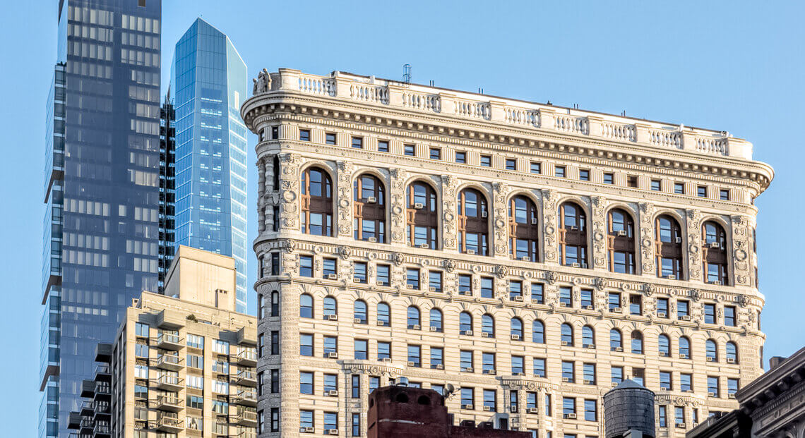 Flatiron Building, Manhattan: iconic commercial landmark in Midtown South.