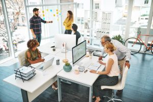 Productive open plan office space