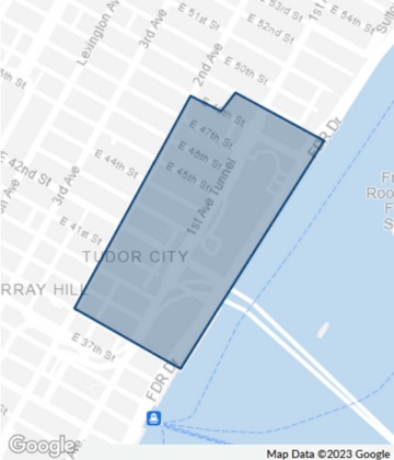 Map of the United Nations neighborhood located in Manhattan, New York City.