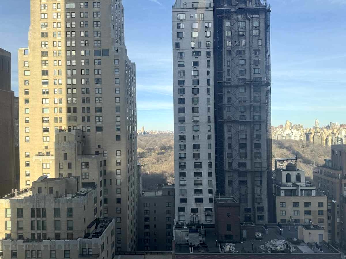 Cityscape view from 145 W 57th with Central Park in distance.